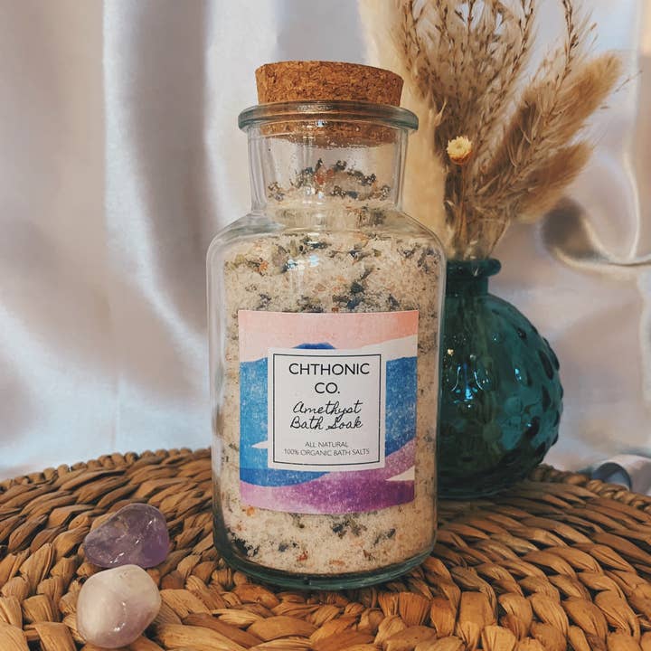 Chthonic Co. Amethyst Bath Soak 8oz for wholesale by Chthonic Co.
