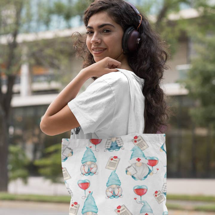 Medical Gnome Tote Bag – Cute Nurse Gift, Doctor Appreciation, Hospital Worker Tote, Healthcare Accessory for wholesale by Happythings76