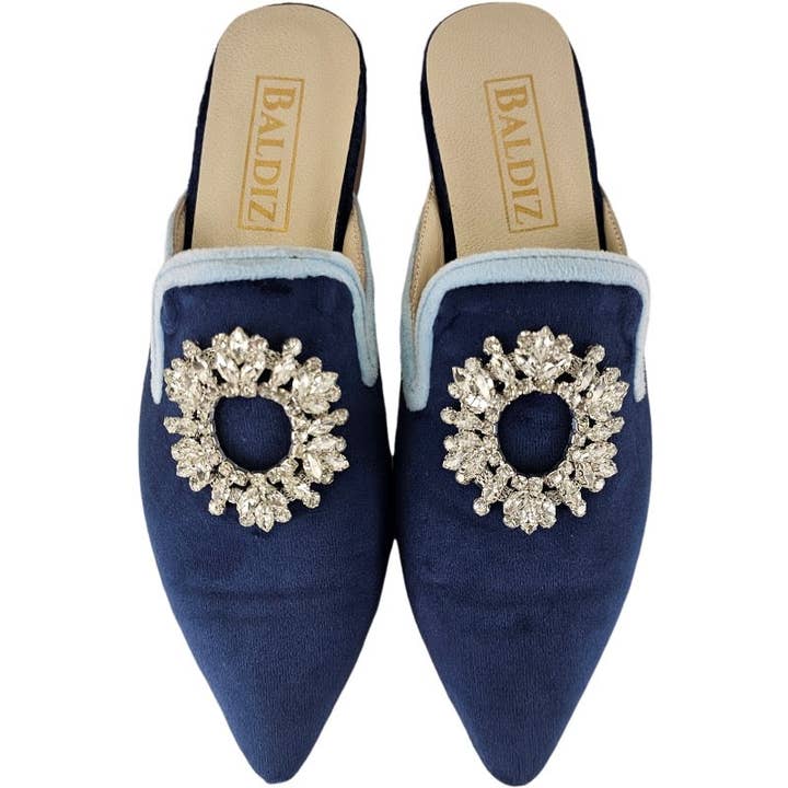 Navy Velvet Amelia Cocktail Slide for wholesale by Baldiz