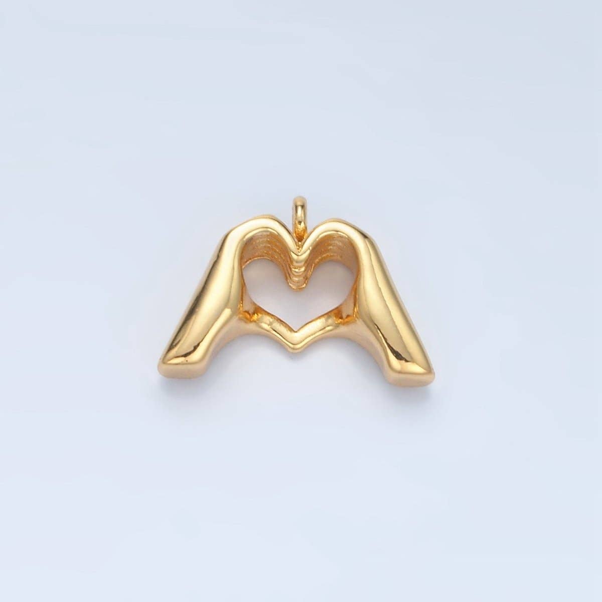 Aim Eternal - Wholesale Individual Charm/Pendant - 24K Gold Filled Heart Hand Gesture Multidimensional Charm in Gold & Silver | E3720
