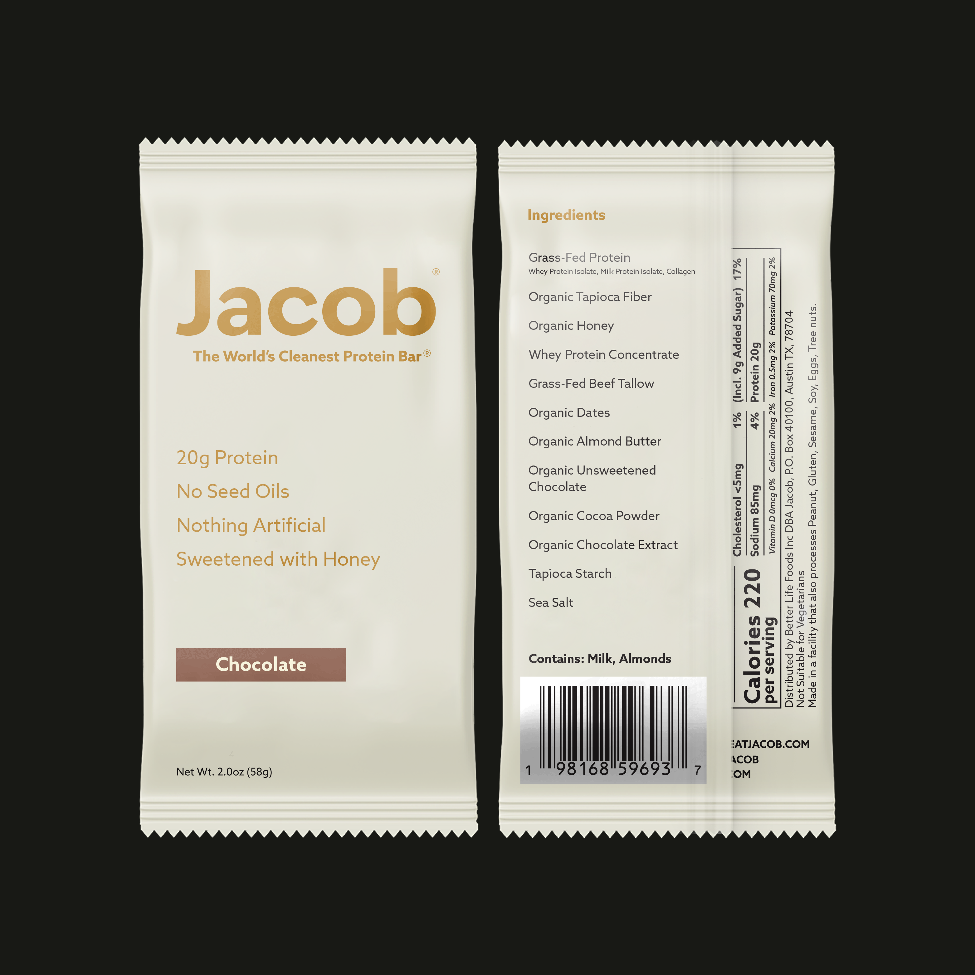 Jacob - Wholesale Snack Bar - Jacob Protein Bar - Grass-Fed Organic Snack Bar (108ct)6