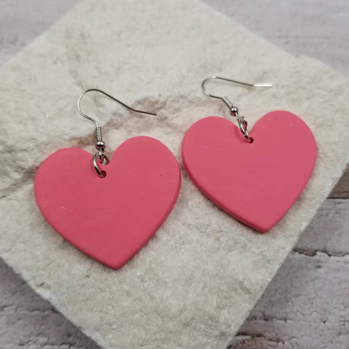Clay Heart Valentine Earrings for wholesale by Treasure Wholesale