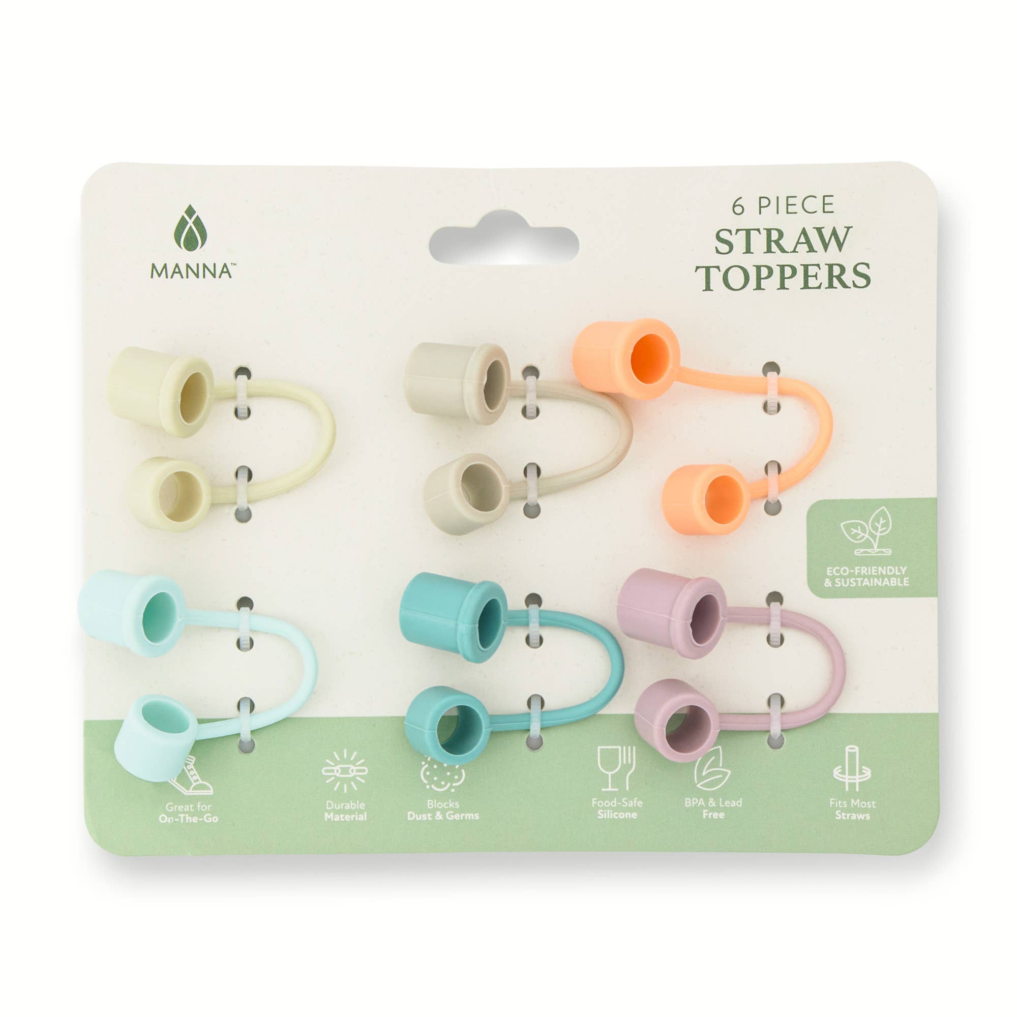 Core Home - Wholesale Drinking Straw - 6pk Silicone Straw Toppers - Solids Asst1