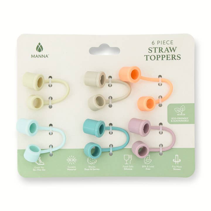 Core Home - Wholesale Drinking Straw - 6pk Silicone Straw Toppers - Solids Asst1