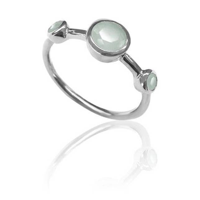 Bague minérale - 3 minéraux - argent rhodié - 12 pour la vente par Buganto