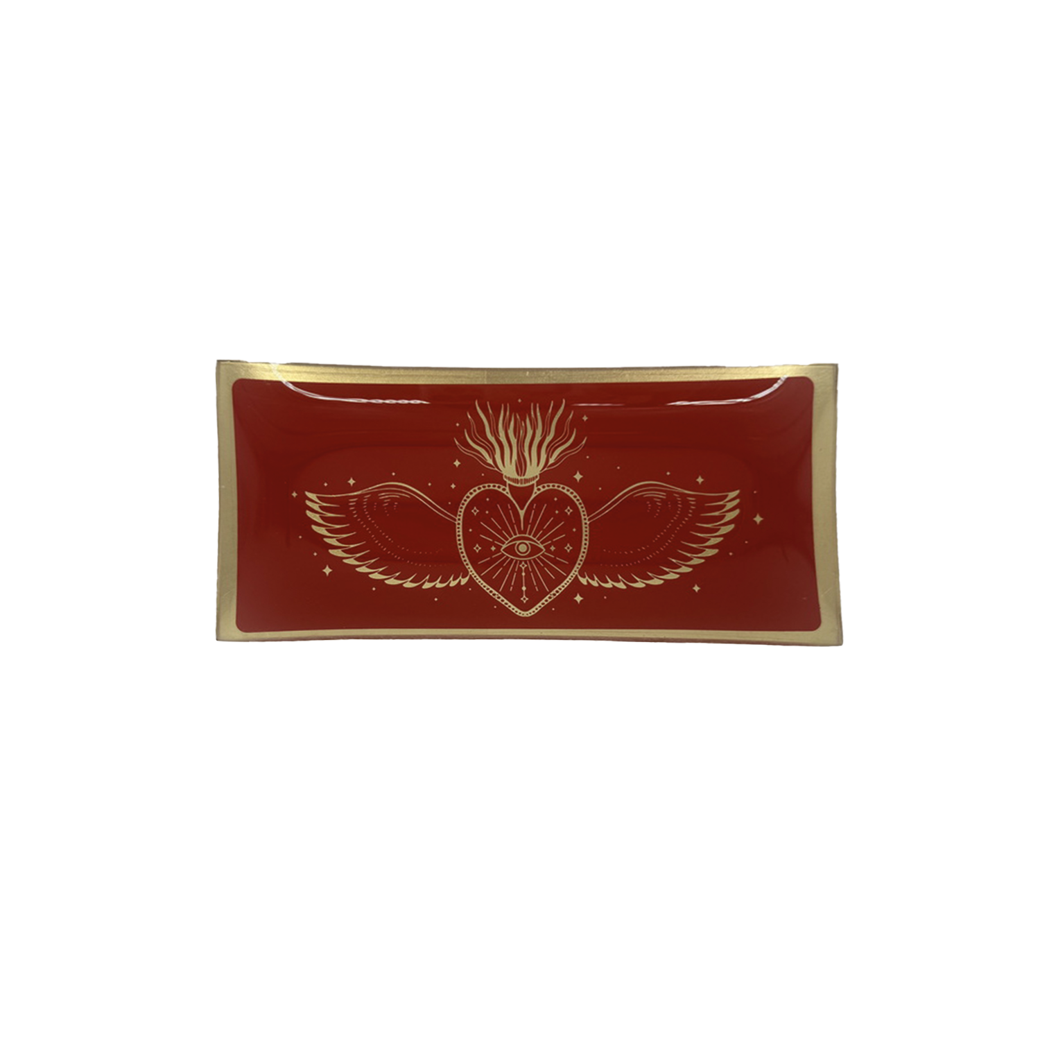 Opjet Paris - Wholesale Decorative Tray - Red rectangular ex-voto tray L21.2 W10.2 H1.2cm0