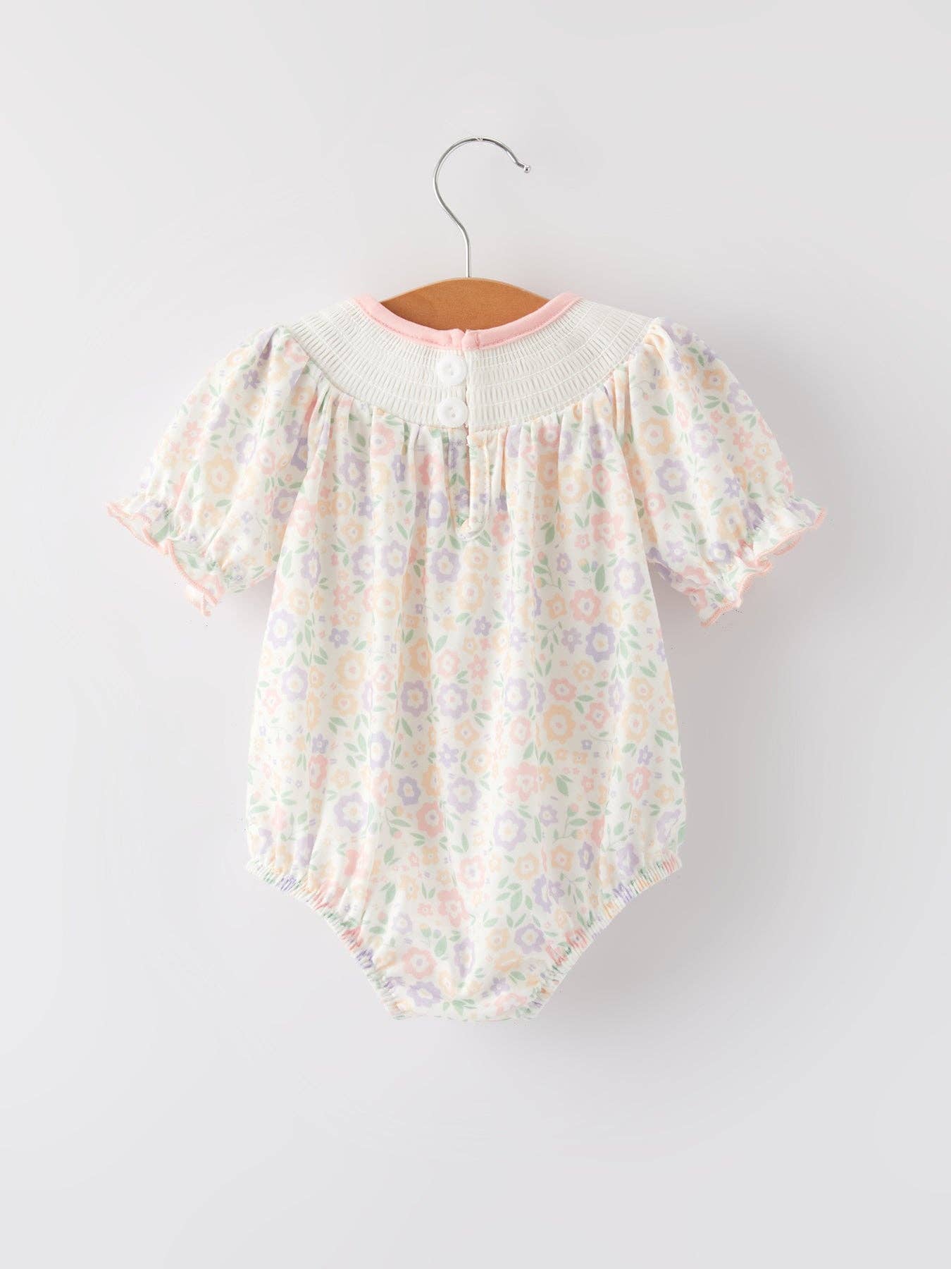 Rylee Faith Designs - Wholesale Jumpsuit - Baby - Easter Cross Smocking Embroidery Colorful Romper1