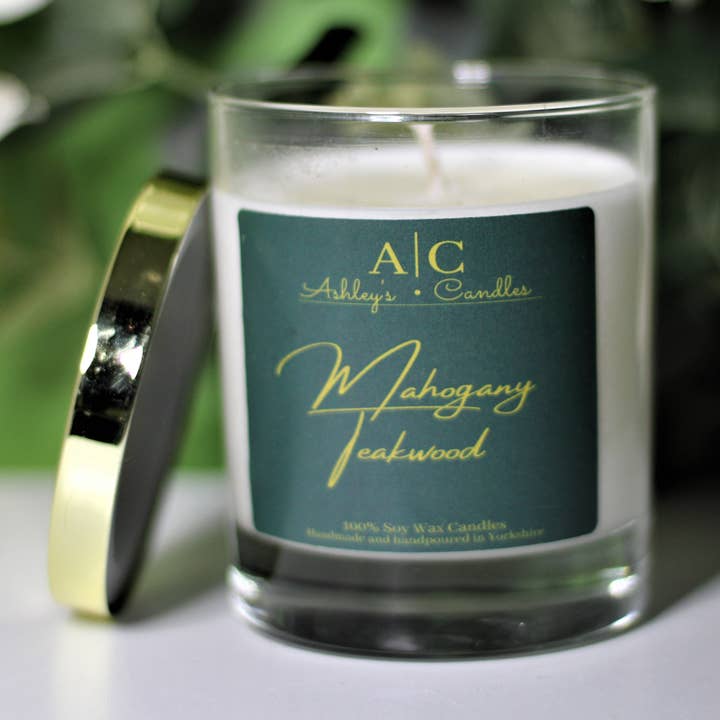 Vela de cera de soja de madera de teca de caoba para venta al por mayor de Ashley's Candles