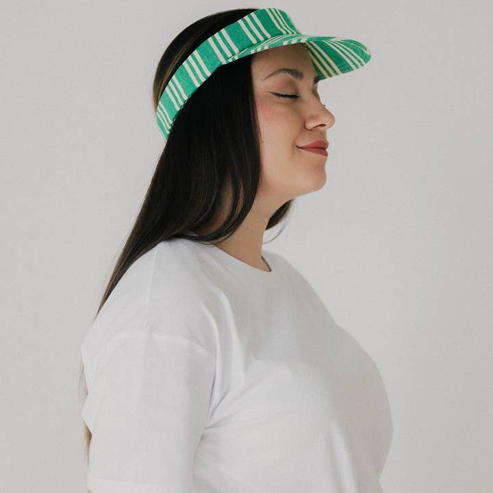 Nuevemi - Wholesale Visor - Women's - GREEN STRIPED VISOR1