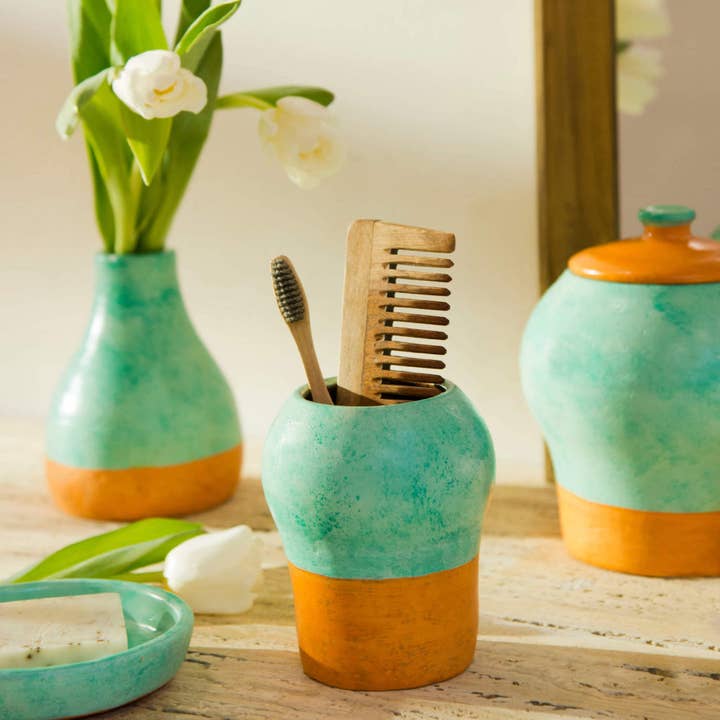 Mela Artisans - Wholesale Toothbrush Holder - Washed Verdigris Toothbrush holder