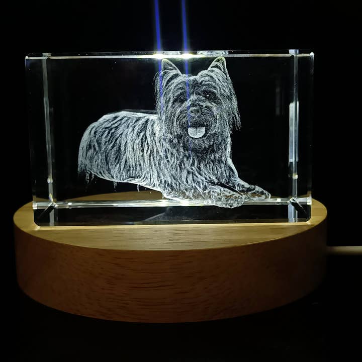 3D Engraved Crystal Cairn Terrier Figurine for wholesale by AB Crystal Collection