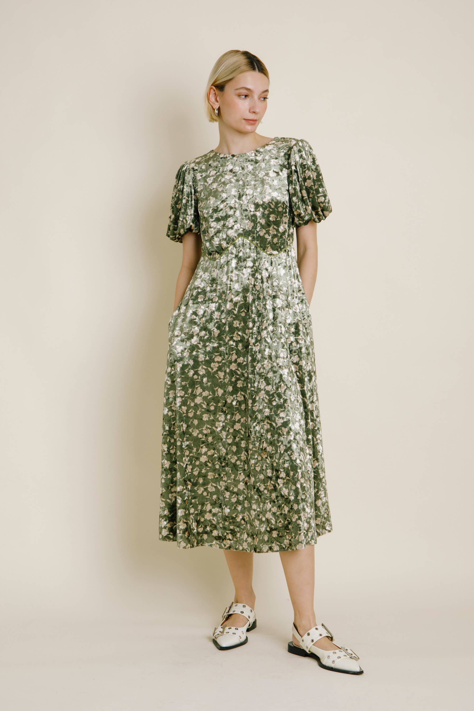 Aureum - Wholesale Dress - Women's - AD1754 - VELVET MIDI DRESS W/ CORDING7