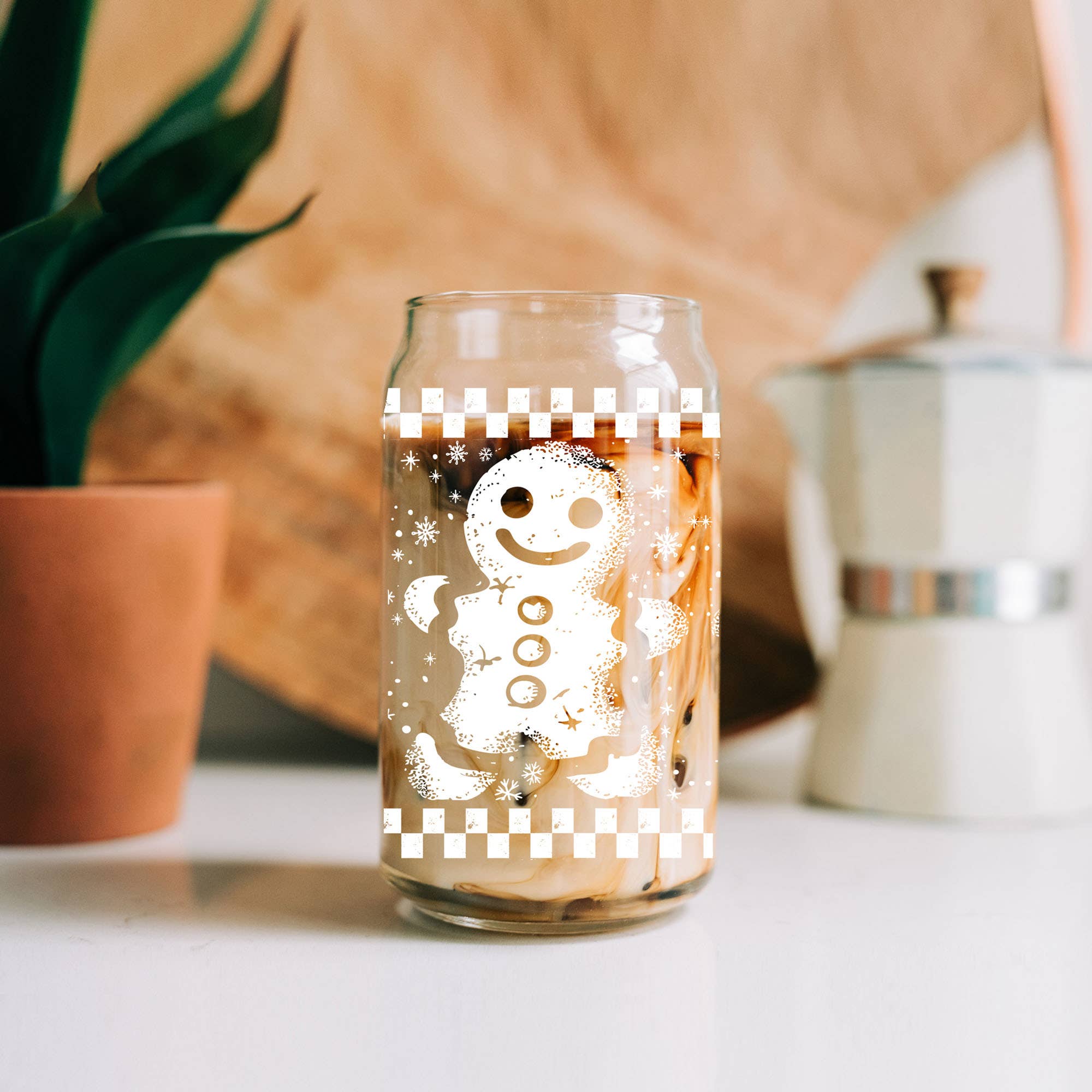 Gia Roma - Wholesale Drinking Glass/Cup - Vintage Christmas Glass Cups with Straw, Kitchen Decoration145