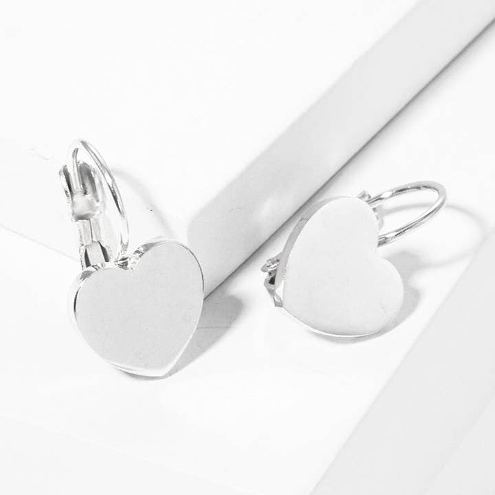 Silver Premium Stainless Steel Heart Lever Back Earrings for wholesale on Faire0