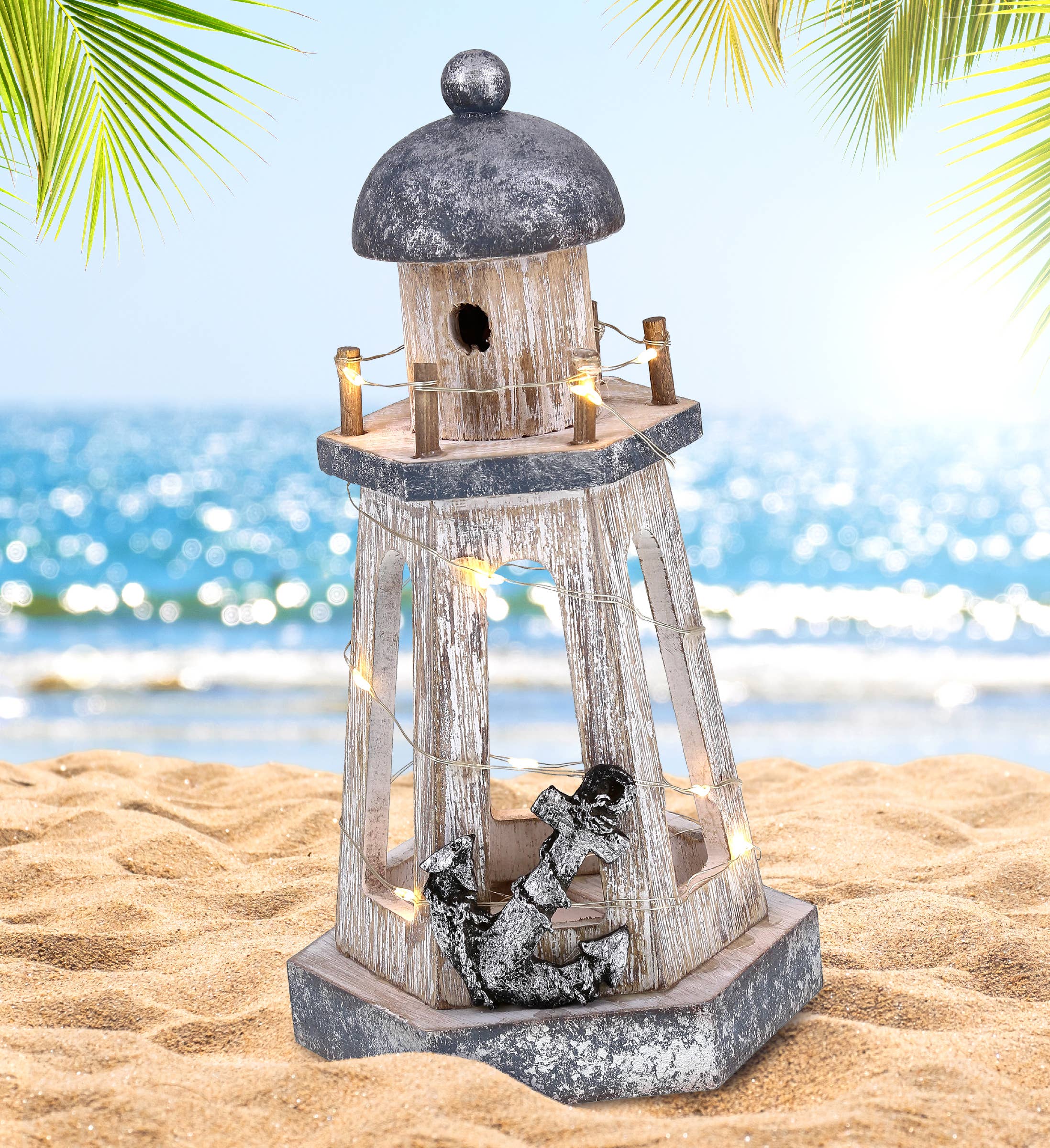 Cota Global - Wholesale Decorative Figurine - Nautical - Silver Sea Lantern With Led Light4
