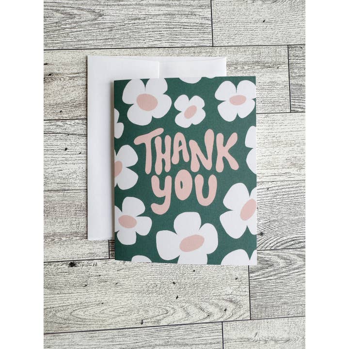 Bee Sweet Studio - Venta al por mayor Tarjetas de agradecimiento - Tarjeta de felicitación de agradecimiento floral retro bohemio con forma de margarita1