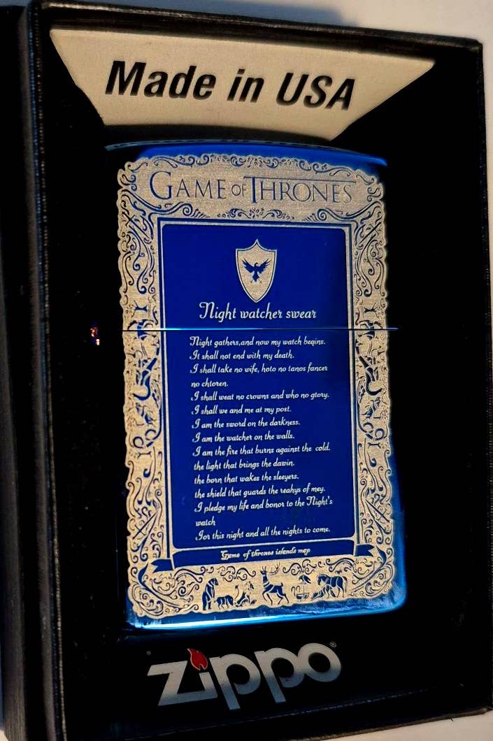 Lighter King - Wholesale Lighter - Rare 2023 Polished Blue Double Sided Game Of Thrones Zippo 0