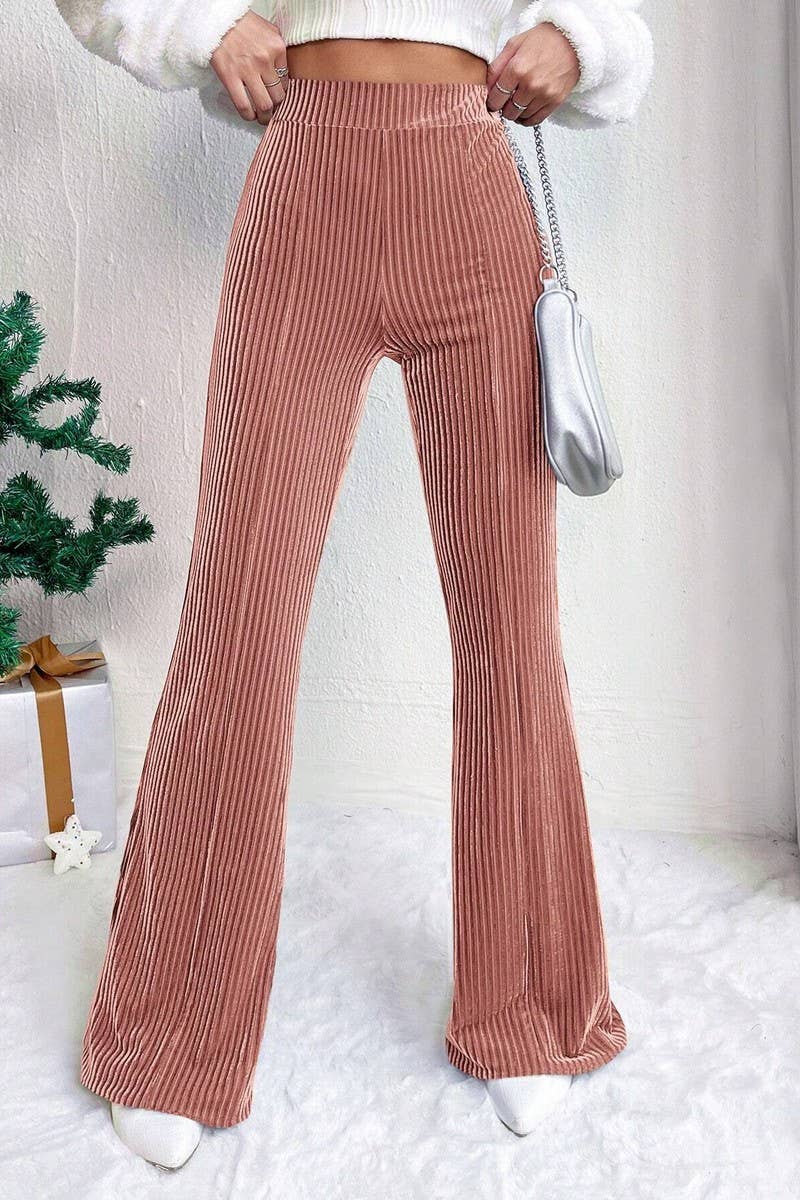 NINEXIS - Wholesale Pants - Women's - CWBLP2056_HIGH WAIST CORDUROY FLARE WIDE LEG SWEATPANTS3