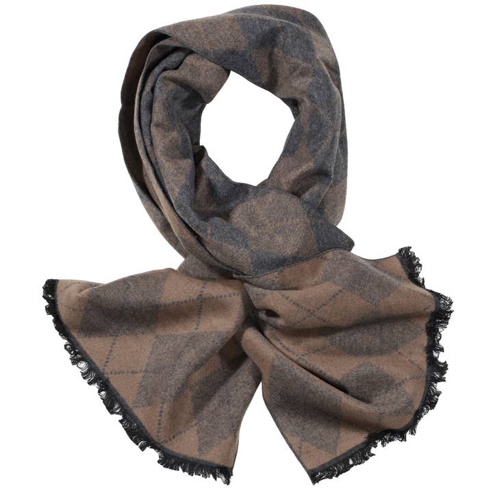 Grey & Brown Diamond Scarf for wholesale by DIBI