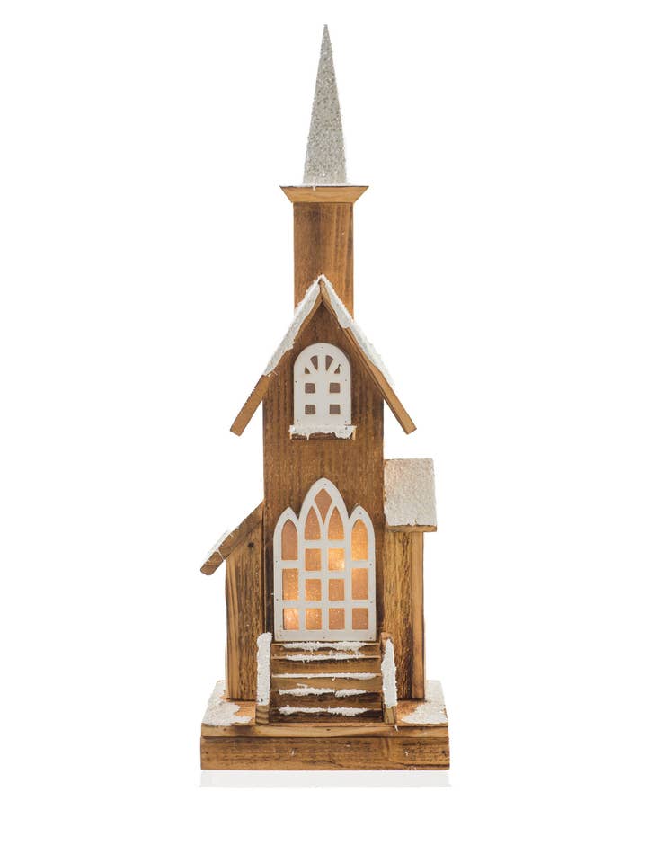 Affichage d'église à LED fumé/blanc avec toit pailleté pour la vente par Starlight Collection