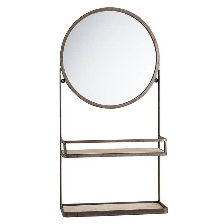 Round Mirror with Shelves for wholesale by 47th & Main (Creative Brands)