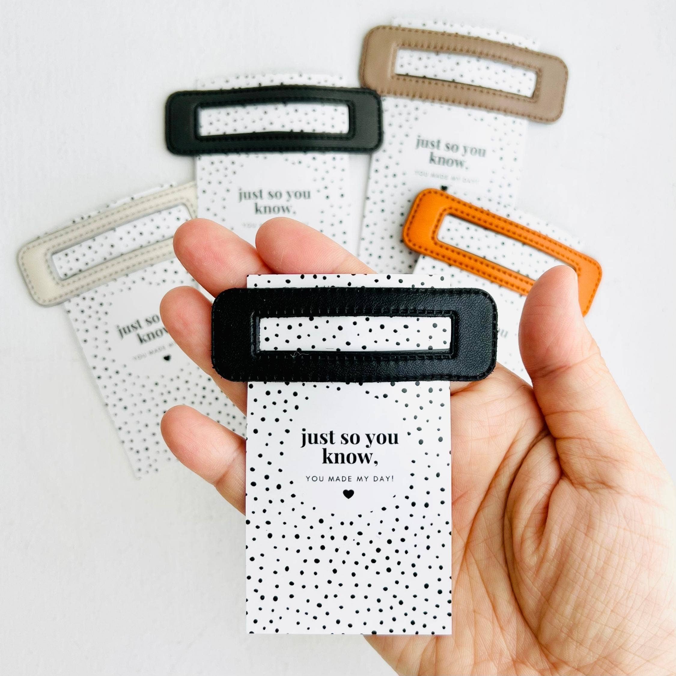 Tiny Gift Society - Wholesale Hair Clip - Women's - Thank You Gifts Vegan Leather Hair Clip - Made My Day Card3