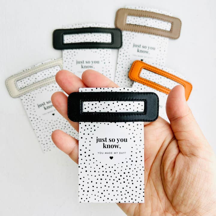 Tiny Gift Society - Wholesale Hair Clip - Women's - Thank You Gifts Vegan Leather Hair Clip - Made My Day Card3