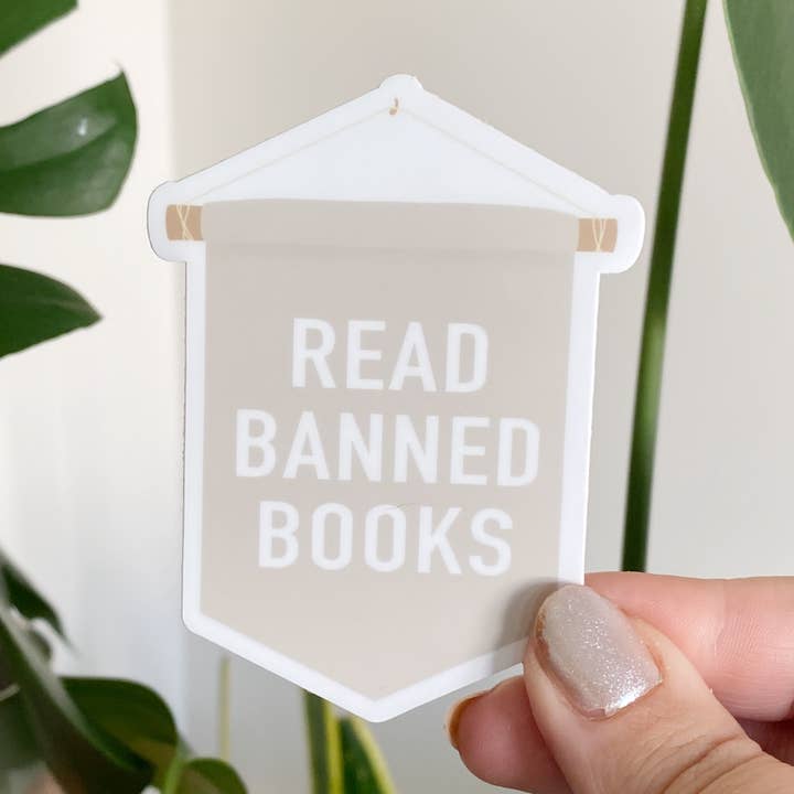 Read Banned Books Banner Sticker for wholesale by Clay Collection Co.