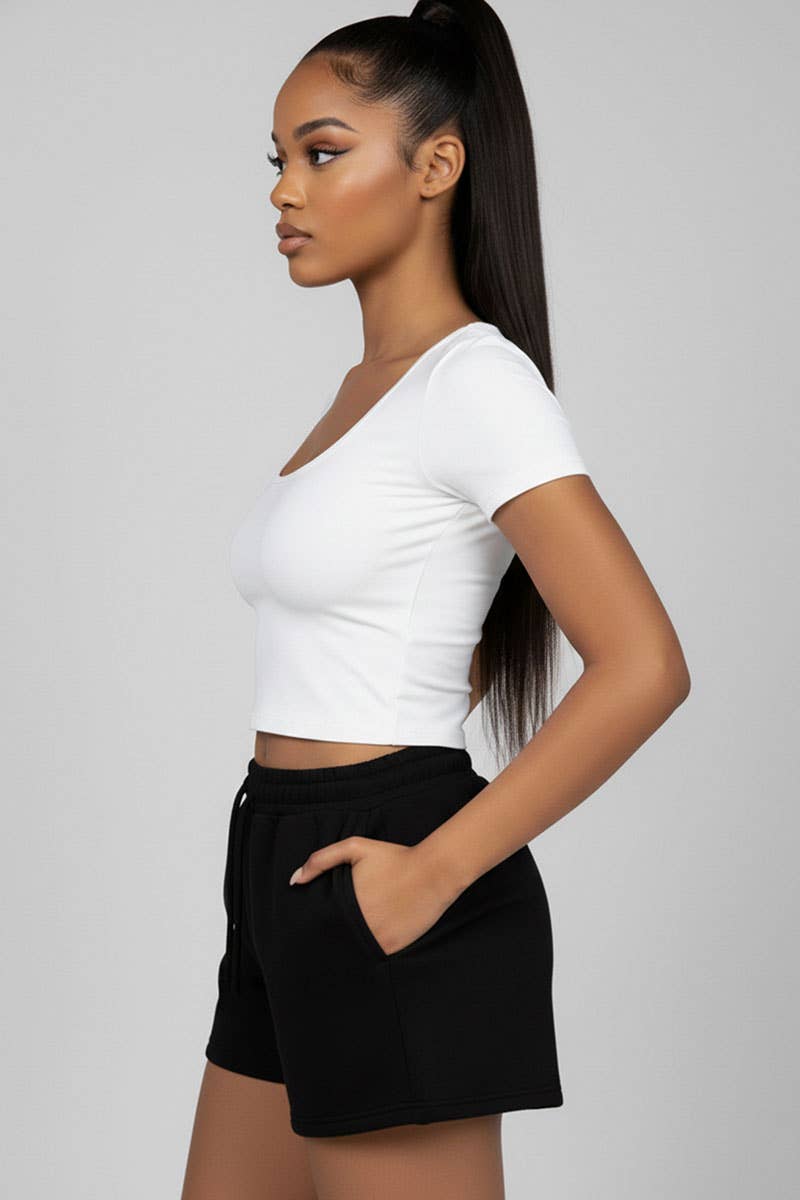 CAPELLA APPAREL - Wholesale Korte broeken - Dames - French Terry korte broek met verstelbare tailleband1