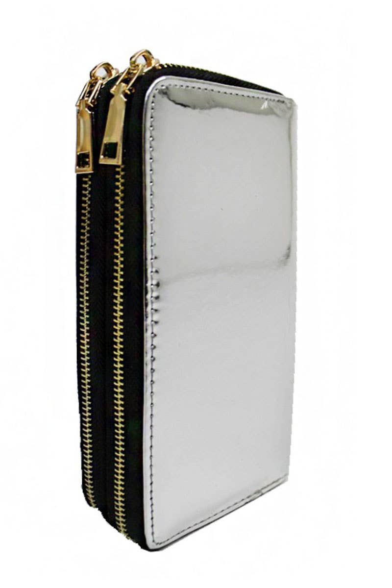 Cap Zone - Wholesale Wallet - Women's - Double Zipper Metallic Wallet2