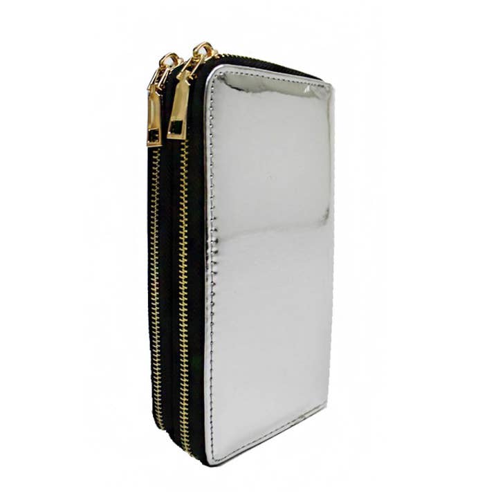 Cap Zone - Wholesale Wallet - Women's - Double Zipper Metallic Wallet2