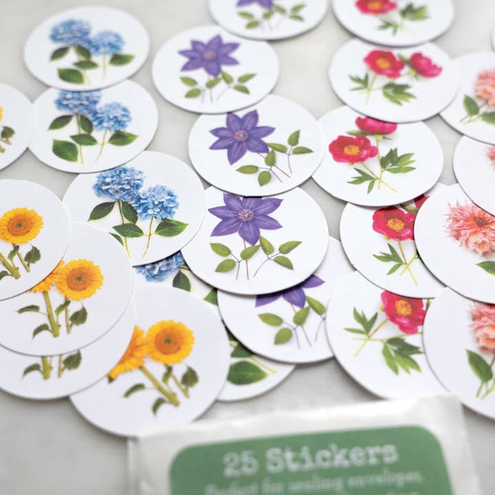 Ronde Bloemenstickers – set van 25 voor wholesale door Bottle Branch