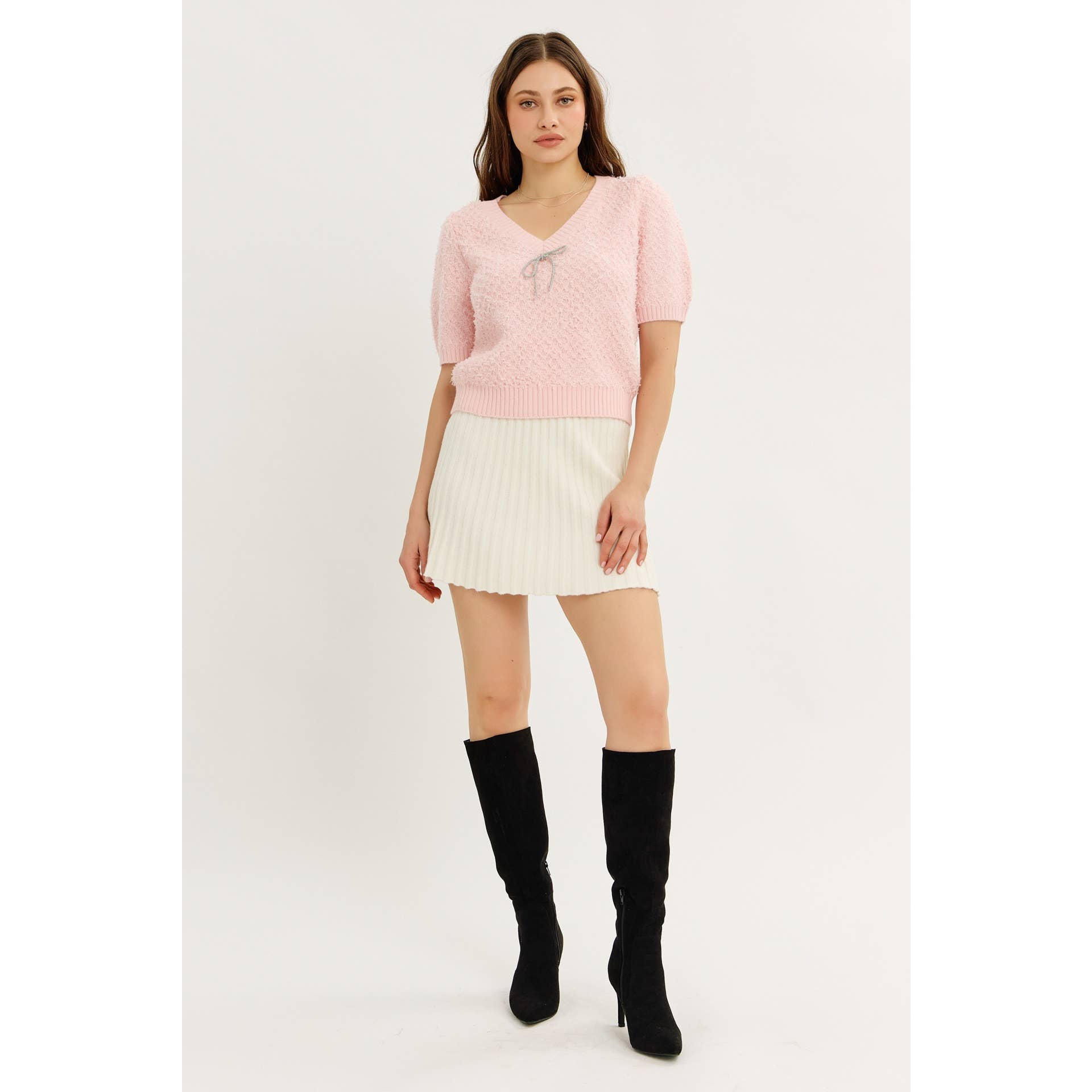 idem ditto - Wholesale Skirt - Women's - FLIRTY ESSENTIAL PLEATED SWEATER MINI SKIRT35