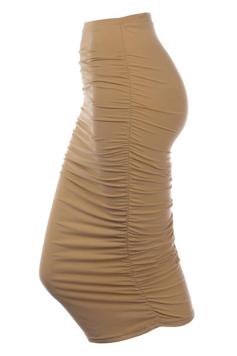 NINEXIS - Wholesale Skirt - Women's - CWBMS070_Slim Fit Ruched Long Pencil Skirt38