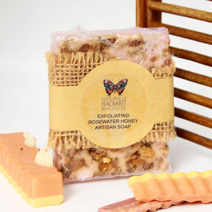 Naturally Radiant Beauty - Wholesale Bar Soap - Rosewater Honey Exfoliating Artisan Soap Bar