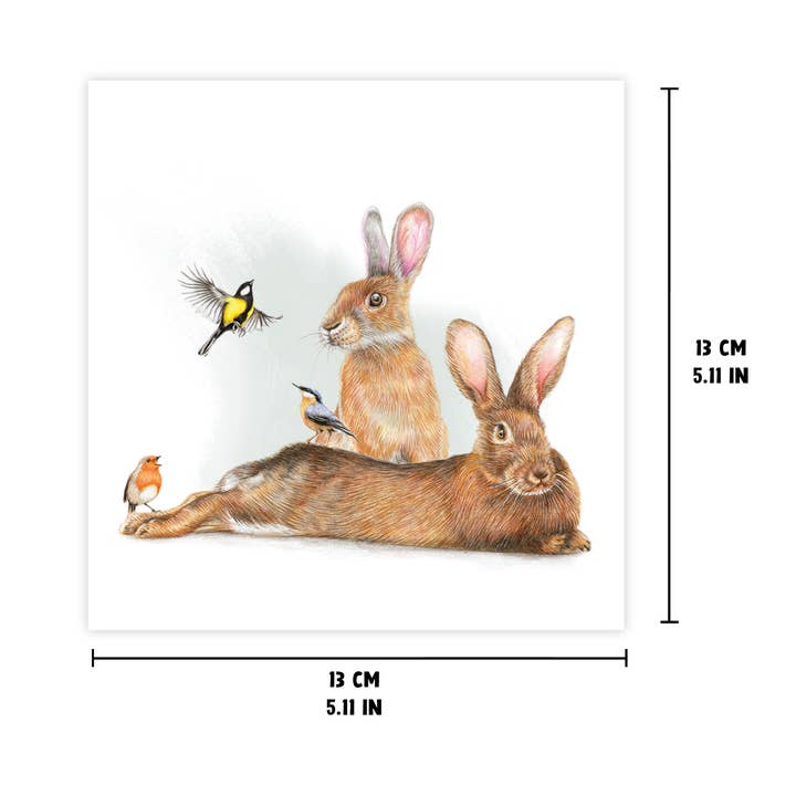 Beast of Paradise - Venta al por mayor Tarjetas del Día de la Madre - Tarjeta de felicitación con conejos, animales y pájaros, en blanco2