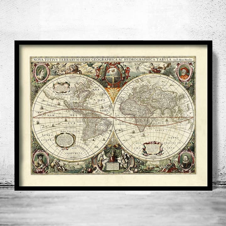 Carte ancienne du monde 1641 | Carte vintage murale grand format | Cadeau carte du monde pour la vente par OldCityPrints - Old Maps and Posters