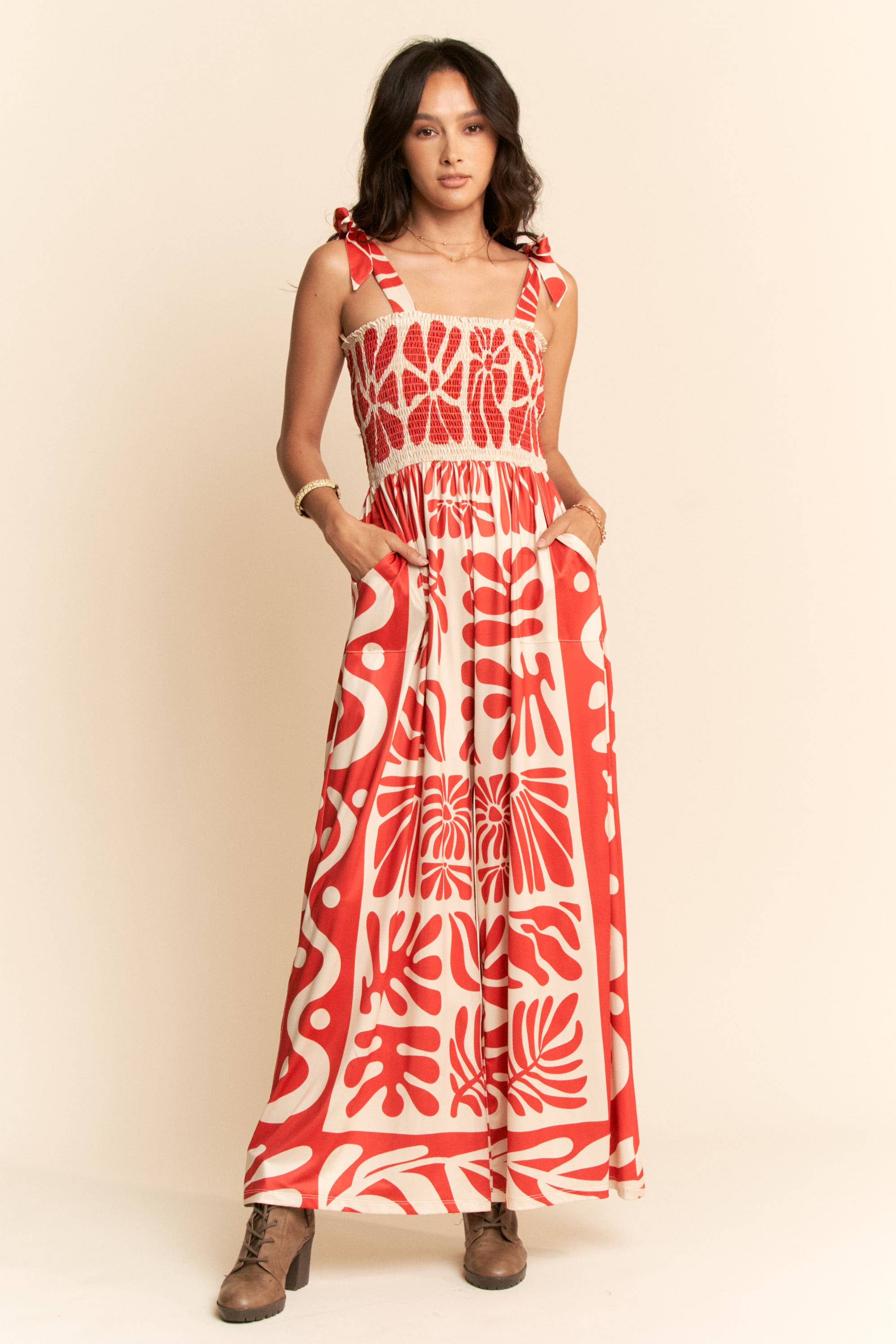 Davi & Dani – wholesale Jumpsuit – Women's – RETRO GEO FLORAL POSITION PRINTED KNIT JUMPSUIT6