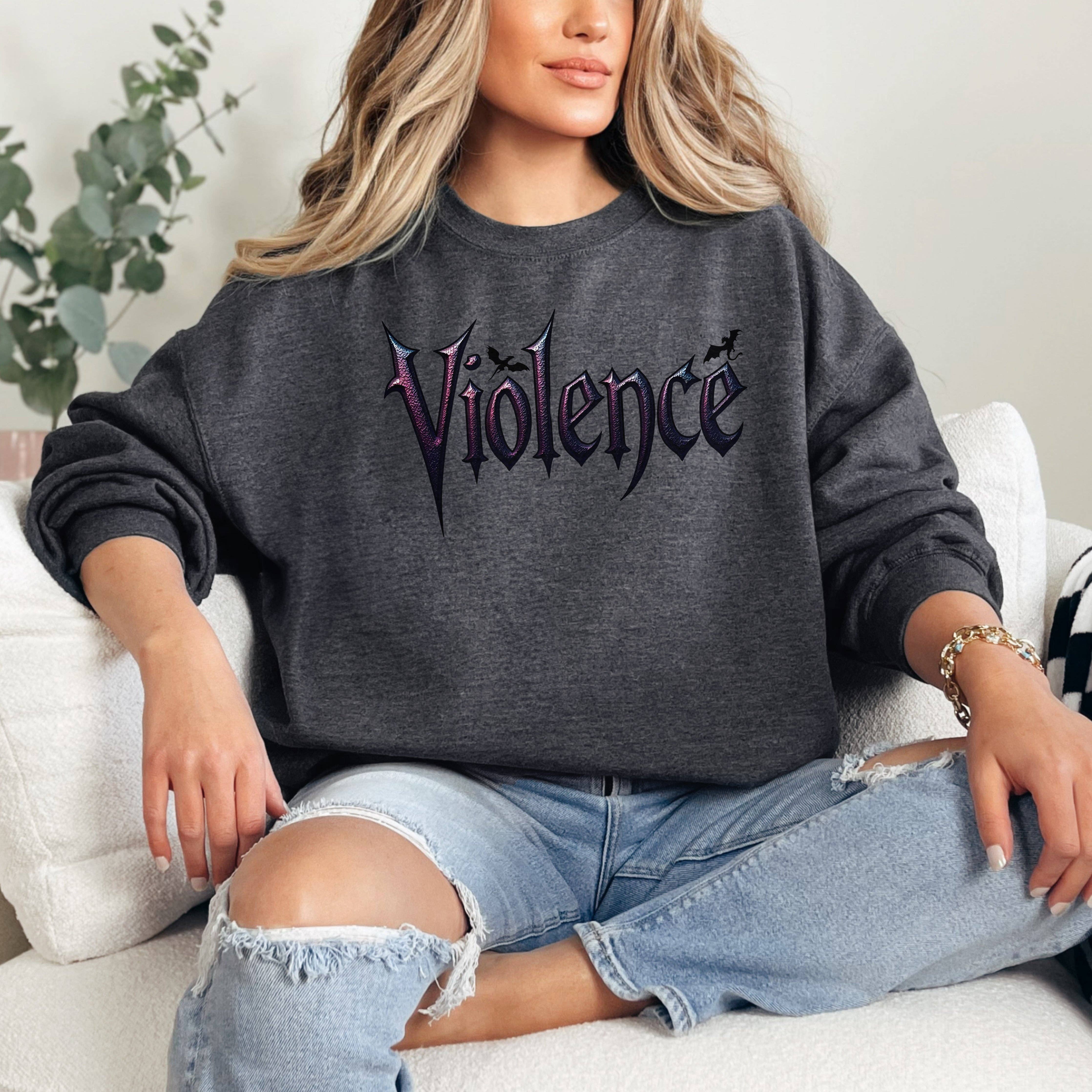 MagicMerchEmporium - Wholesale Graphic Sweatshirt - Women's - "Violence" Graphic Sweatshirt6