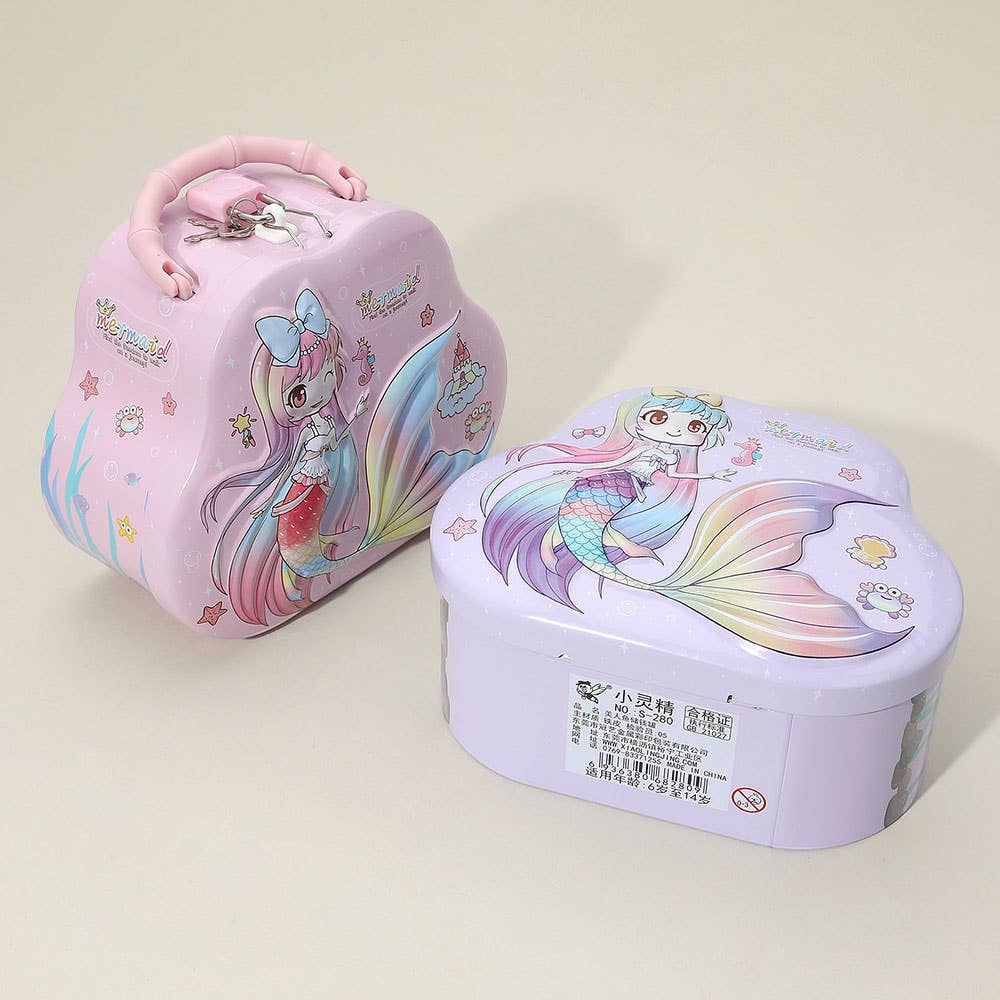 Sensibling Corp. - Wholesale Money/Piggy Bank - Kids & Baby - Mermaid Lockable Tin Case Portable Bag Coin Bank6