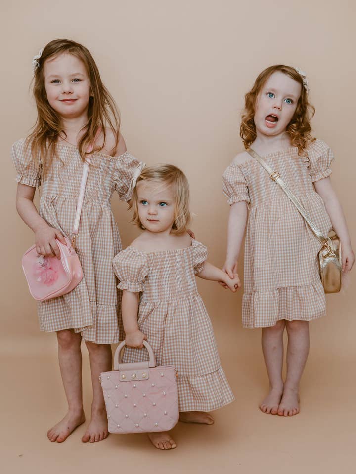 Melt Children's Clothing – Engroshandel Kjole - Børn – Tan Gingham Kjole4