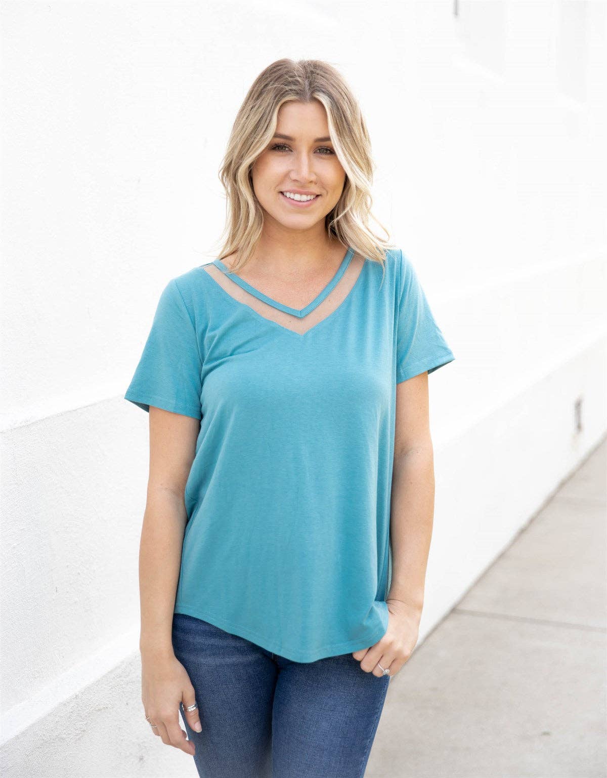 Tickled Teal - Wholesale Blouse - Women's - The V-neck Bliss Top25