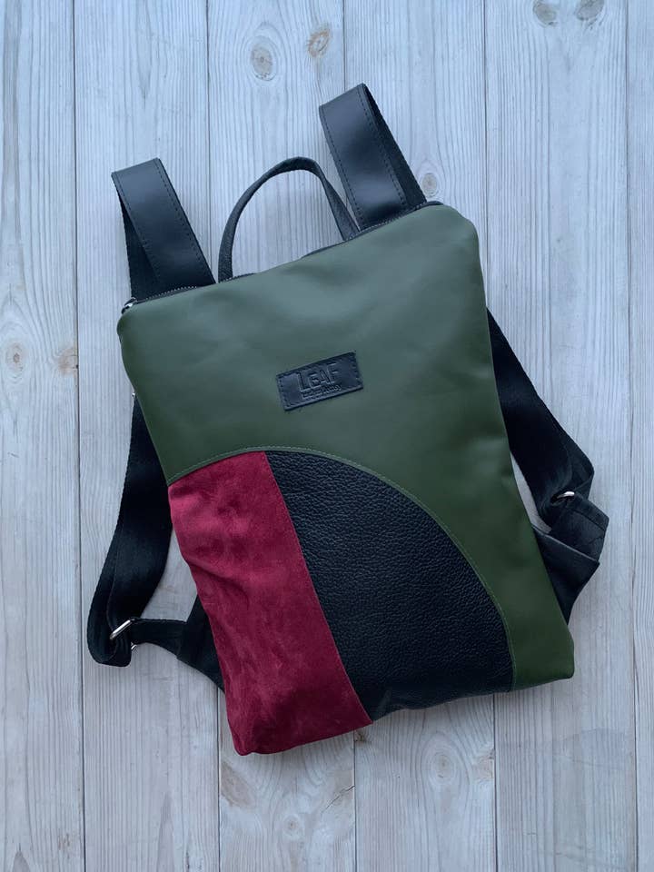 Piccola Borsa in Pelle Rigenerata Verde per la vendita all'ingrosso da parte di LeaF