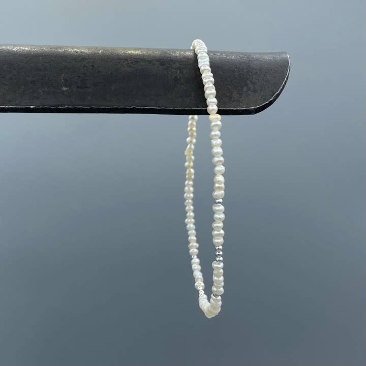 Tornozeleira de Pérolas e Contas de Prata por atacado de Something Silver