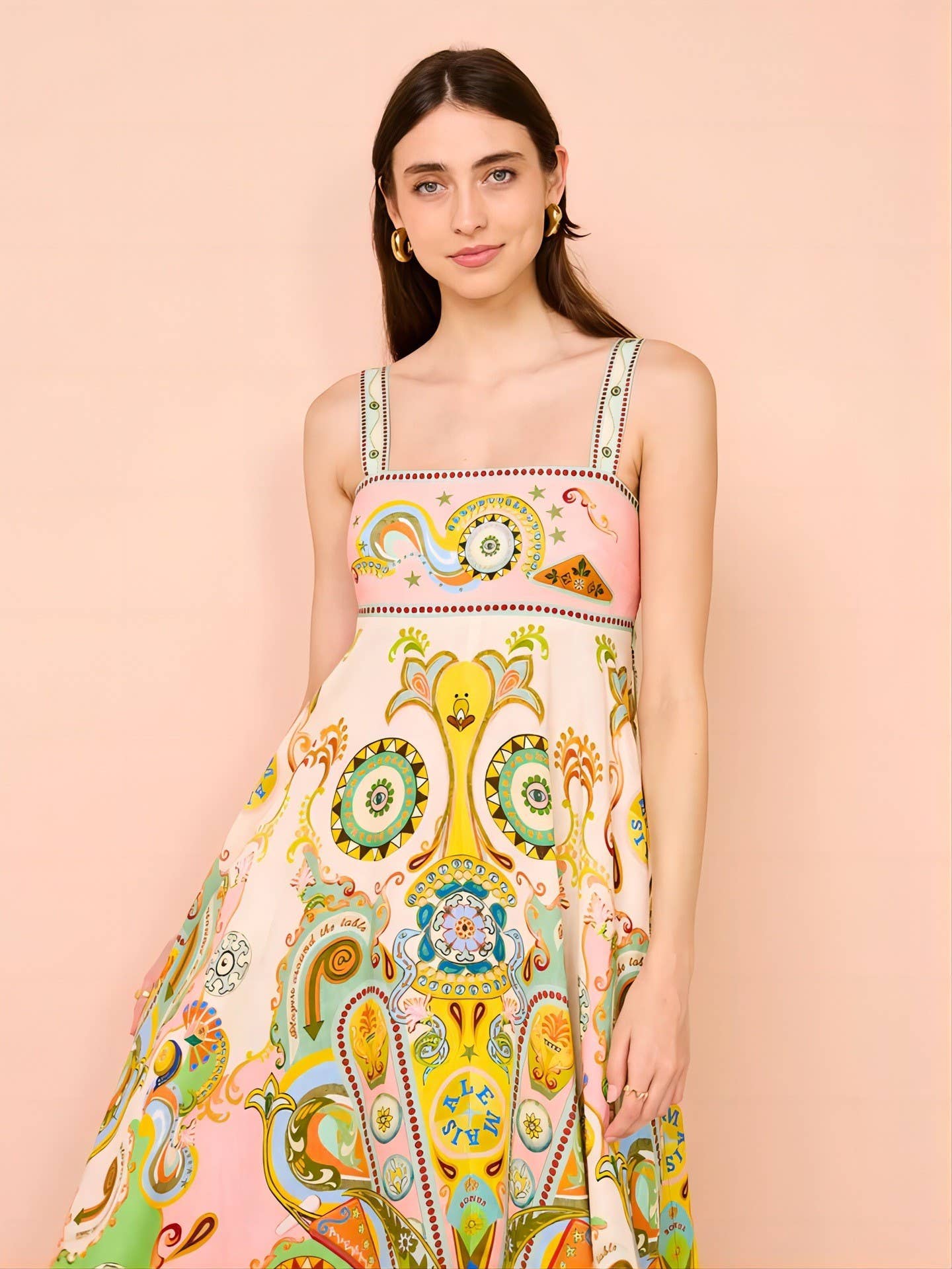 Hope & Sunshine - Vente Robe – femme - Robe évasée en lin à imprimé graffiti30