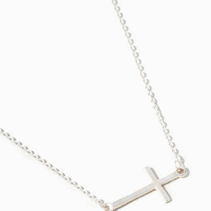 Wild Honey - Wholesale Pendant/Charm Necklace - Metal Sideways Cross Pendant Necklace