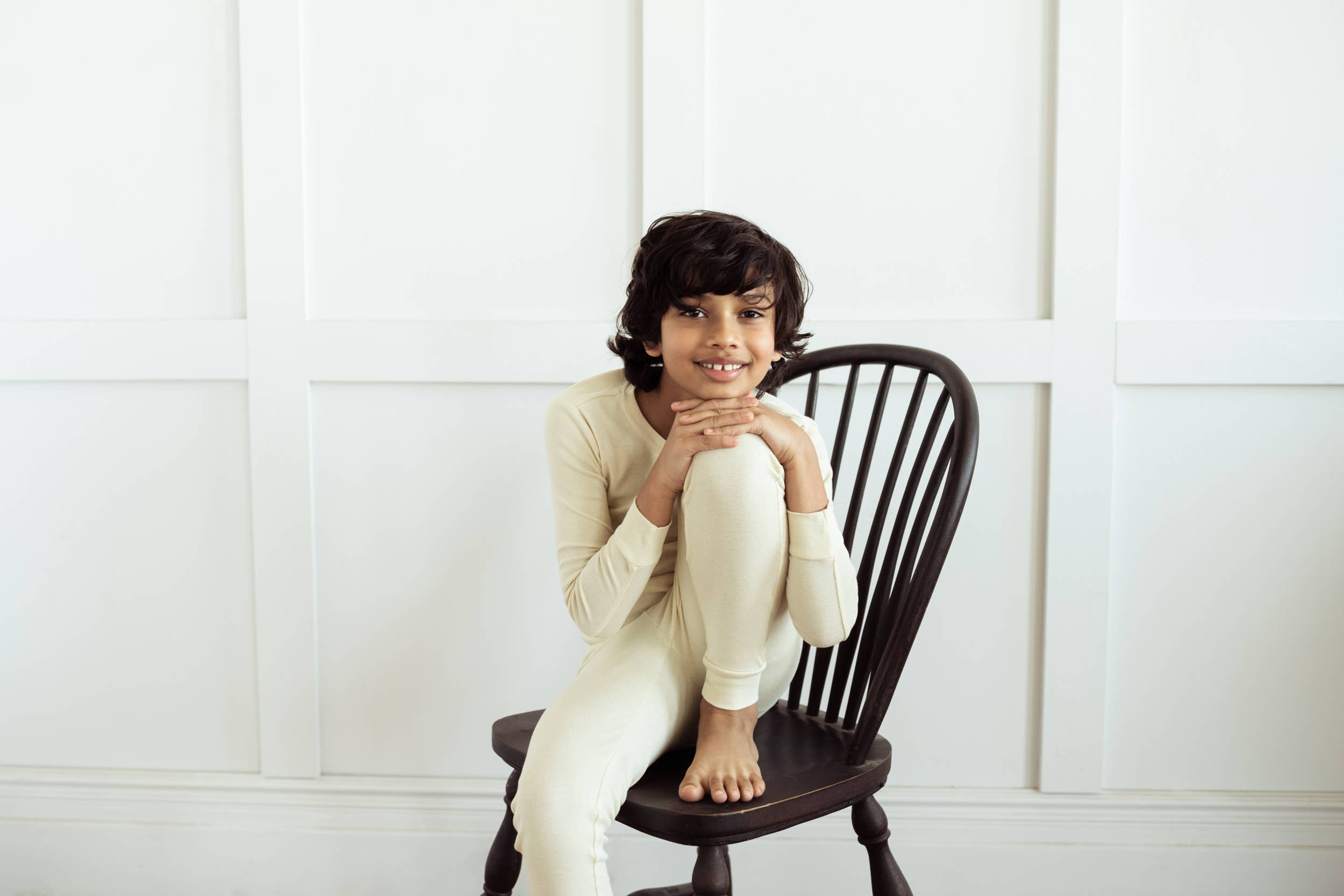 Leveret Pajamas - Venta al por mayor Conjunto de pijama - Niños - Pijama de algodón de dos piezas para niños Blanco roto1