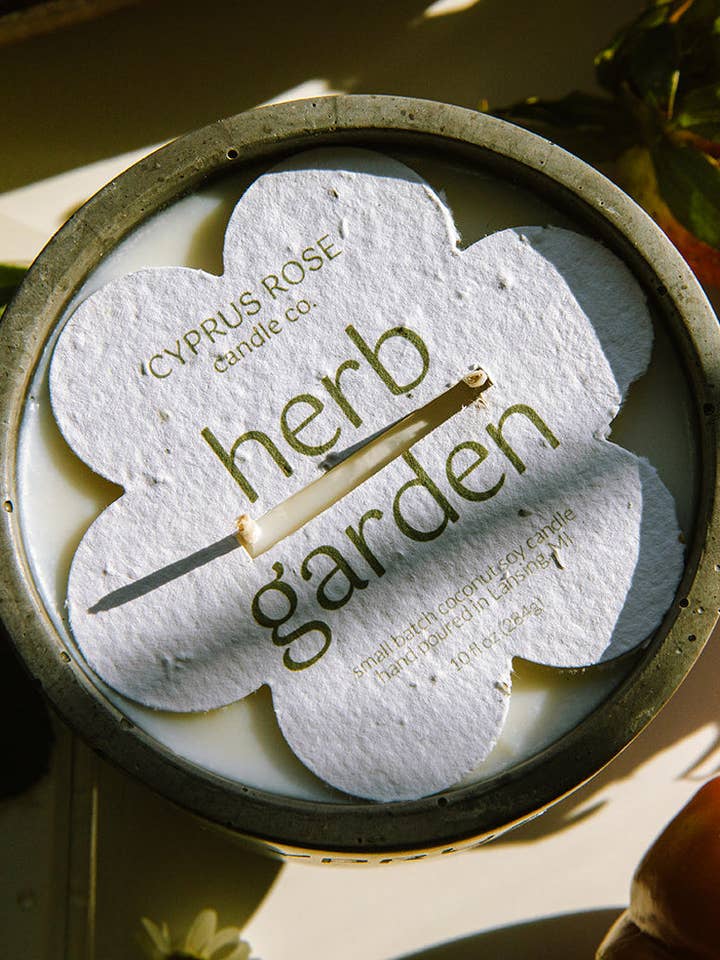 Herb Garden Coconut-Soy Candle - 10oz Concrete Jar for wholesale by Cyprus Rose Candle Co.