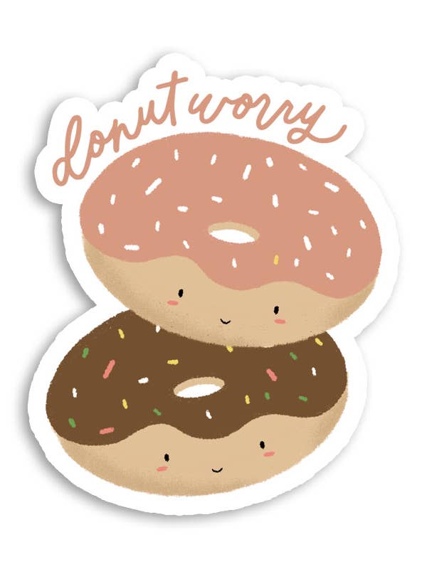 Autocollant Donut Worry pour la vente par peach & paperie