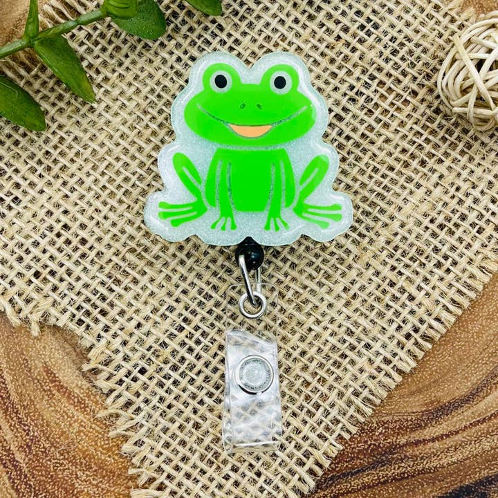 Frog Glitter Badge Reel por atacado de Velaris Wood and Vinyl